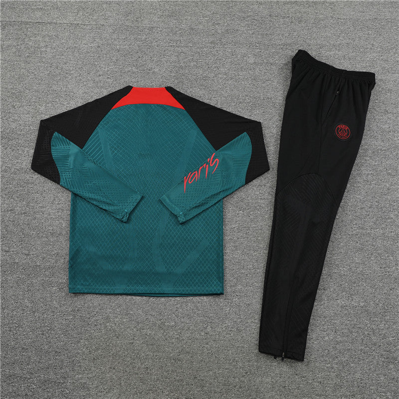2024/2025 PSG Paris Saint-Germain Green Half-Pull Tracksuit