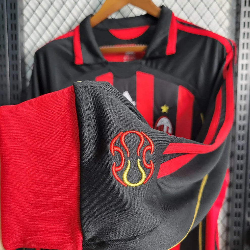 2006/2007 Retro Long Sleeve AC Milan Home Football Shirt