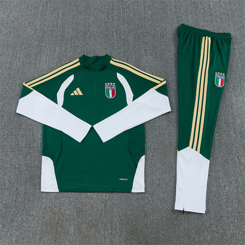 2026/2027 Italy Half Zipper Green White Tracksuit