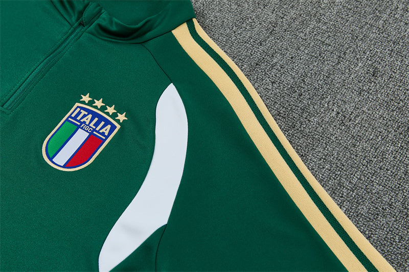 2026/2027 Italy Half Zipper Green White Tracksuit