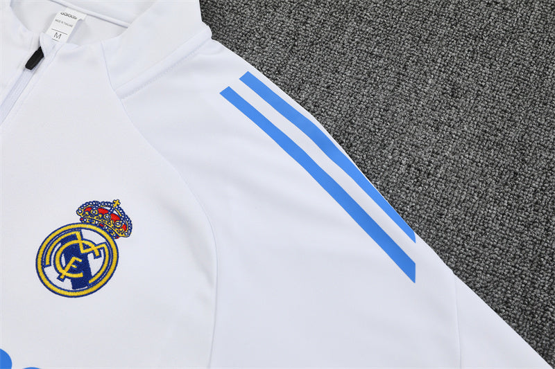 2025/2026 Real Madrid Half-Pull White and Blue Tracksuit