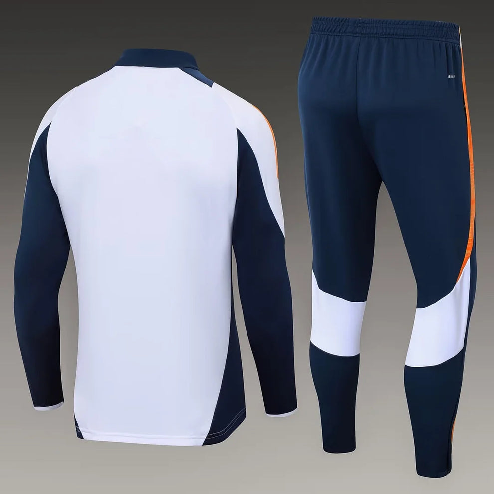 2024/2025 Real Madrid Half-Pull Tracksuit White-Black