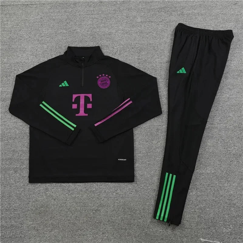 2023/2024 Bayern Munich Half-Pull Tracksuit Black Football Shirt