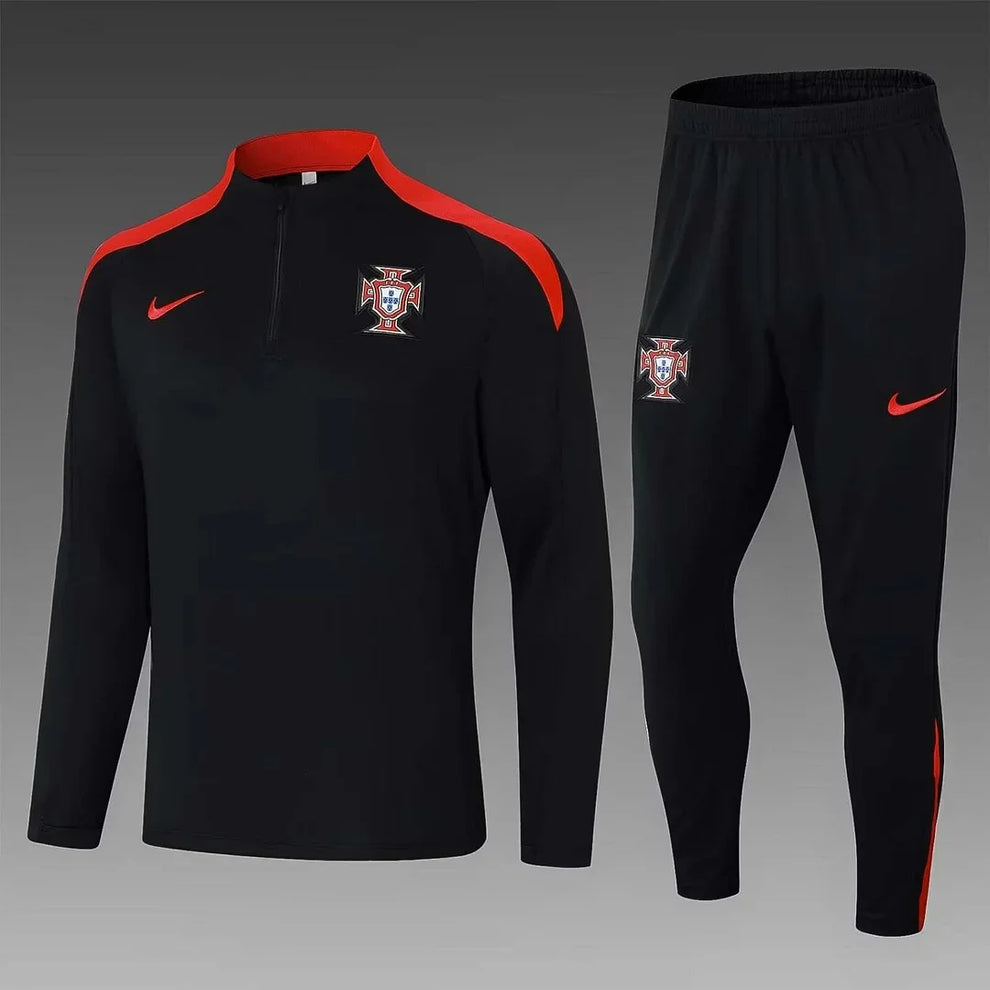 2024 Portugal Half-Pull Tracksuit Black and Red