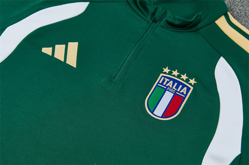 2026/2027 Italy Half Zipper Green White Tracksuit