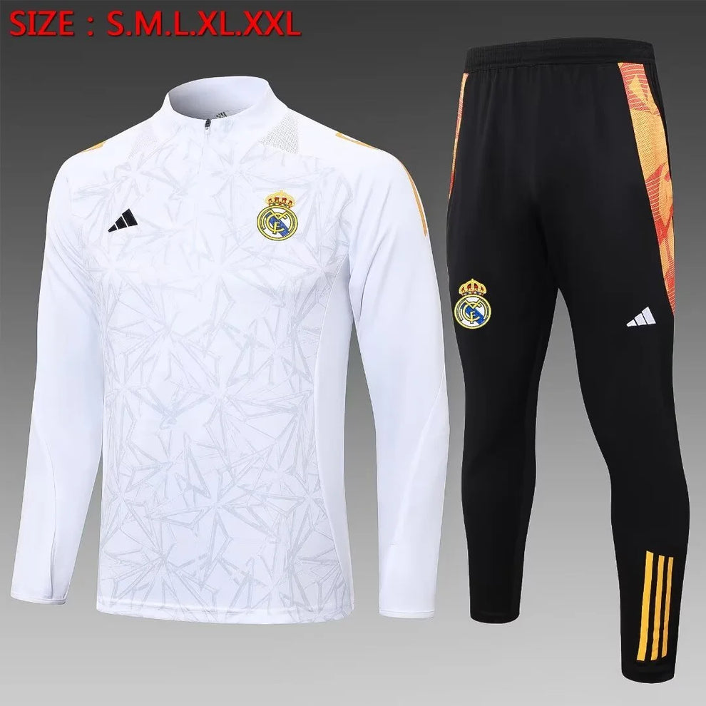 2024/2025 Real Madrid Half-Pull Tracksuit White Football Shirt