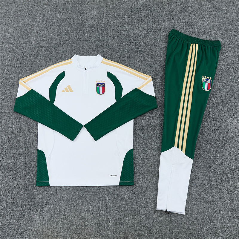 2026/2027 Italy Half Zipper White Green Tracksuit
