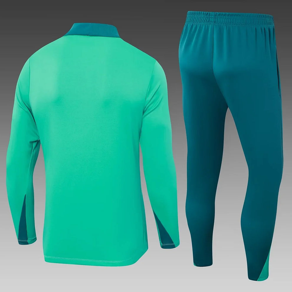 2024 Portugal Half-Pull Tracksuit Green Football Jersey