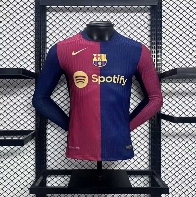 2024/2025 Long Sleeve Player Version Barcelona Home Jersey