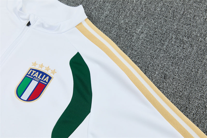 2026/2027 Italy Half Zipper White Green Tracksuit