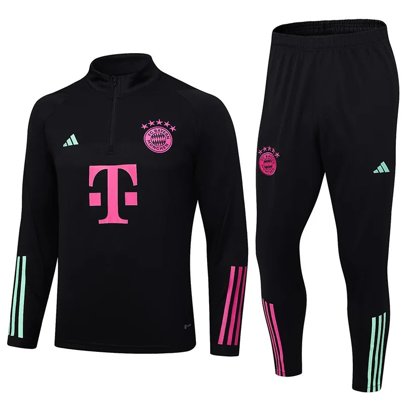 2023/2024 Bayern Munich Half-Pull Tracksuit Black Football Shirt