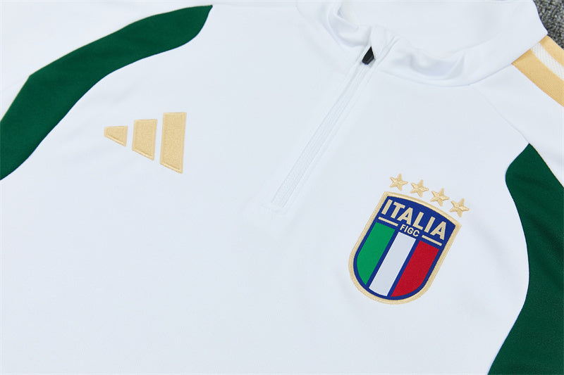 2026/2027 Italy Half Zipper White Green Tracksuit