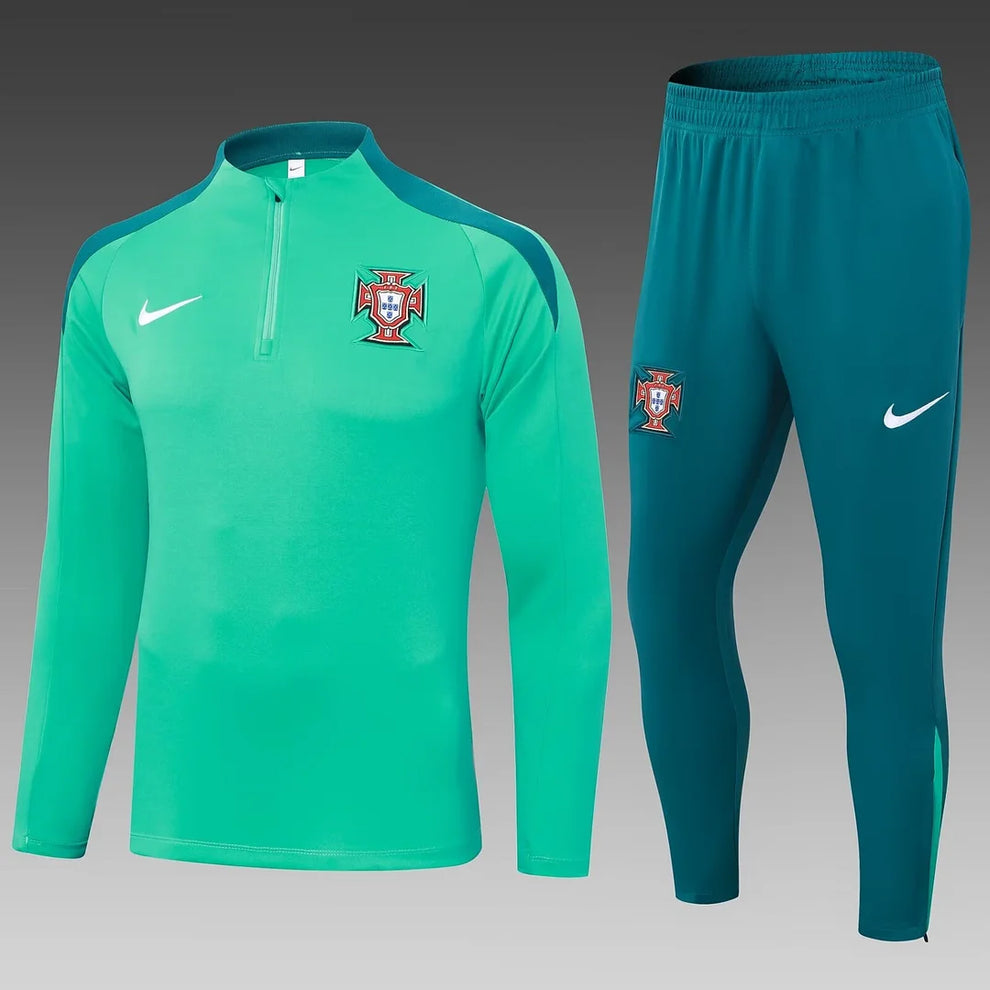 2024 Portugal Half-Pull Tracksuit Green Football Jersey