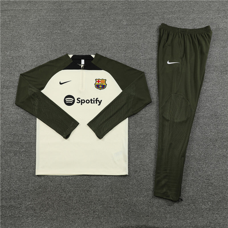 2023/2024 Barcelona Half-Pull Tracksuit Green