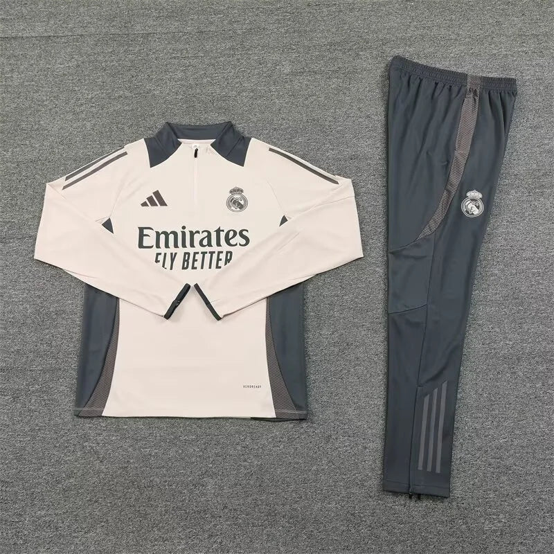 2024/2025 Real Madrid Half-Pull Tracksuit Light Yellow