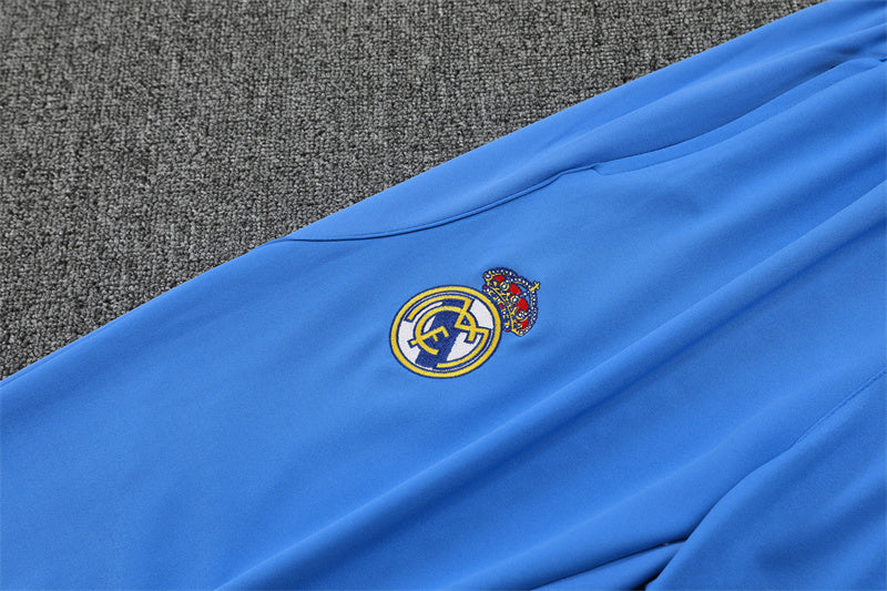 2025/2026 Real Madrid Half-Pull White and Blue Tracksuit
